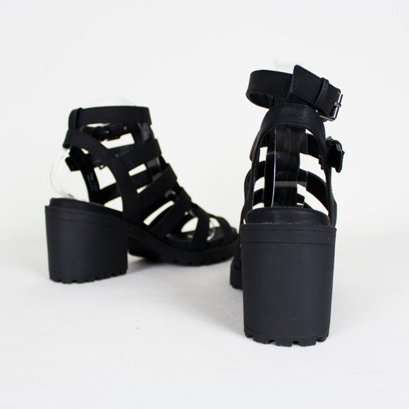 Dirty Laundry Fun Stuff Black Cage Chunky Heel Sandals - Picture 7 of 16